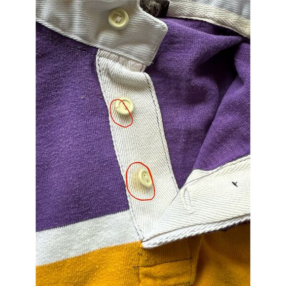 Vintage 90s Washington Huskies Made in USA Yellow/Purple Rugby Shirt Size Small - Picture 9 of 9